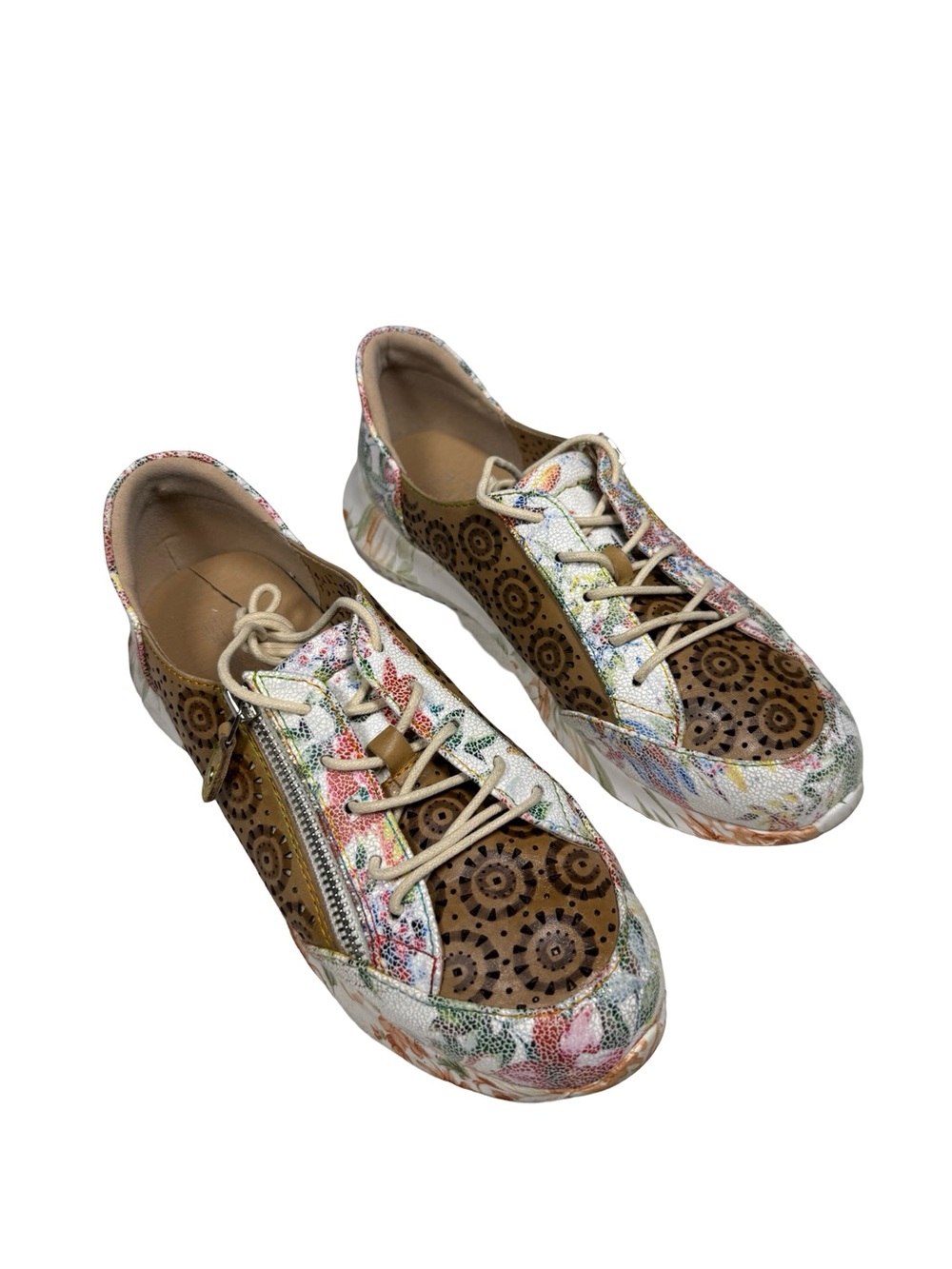 Spring Step L’Artiste Jazzie Carleigh Shoes Floral Whimsical Laser Cut Boho Sz 8
